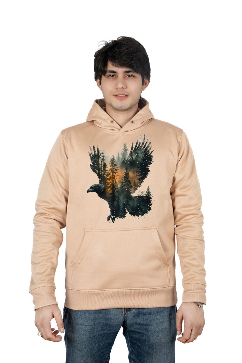 Forest Inside Eagle Printed Hoodie