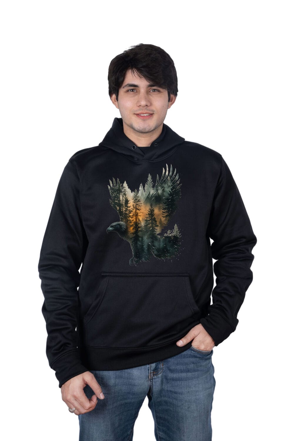 Forest Inside Eagle Printed Hoodie - Image 3