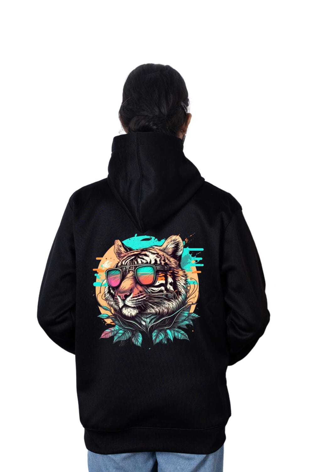 Tiger Wearing Sunglasses Printed Hoodie