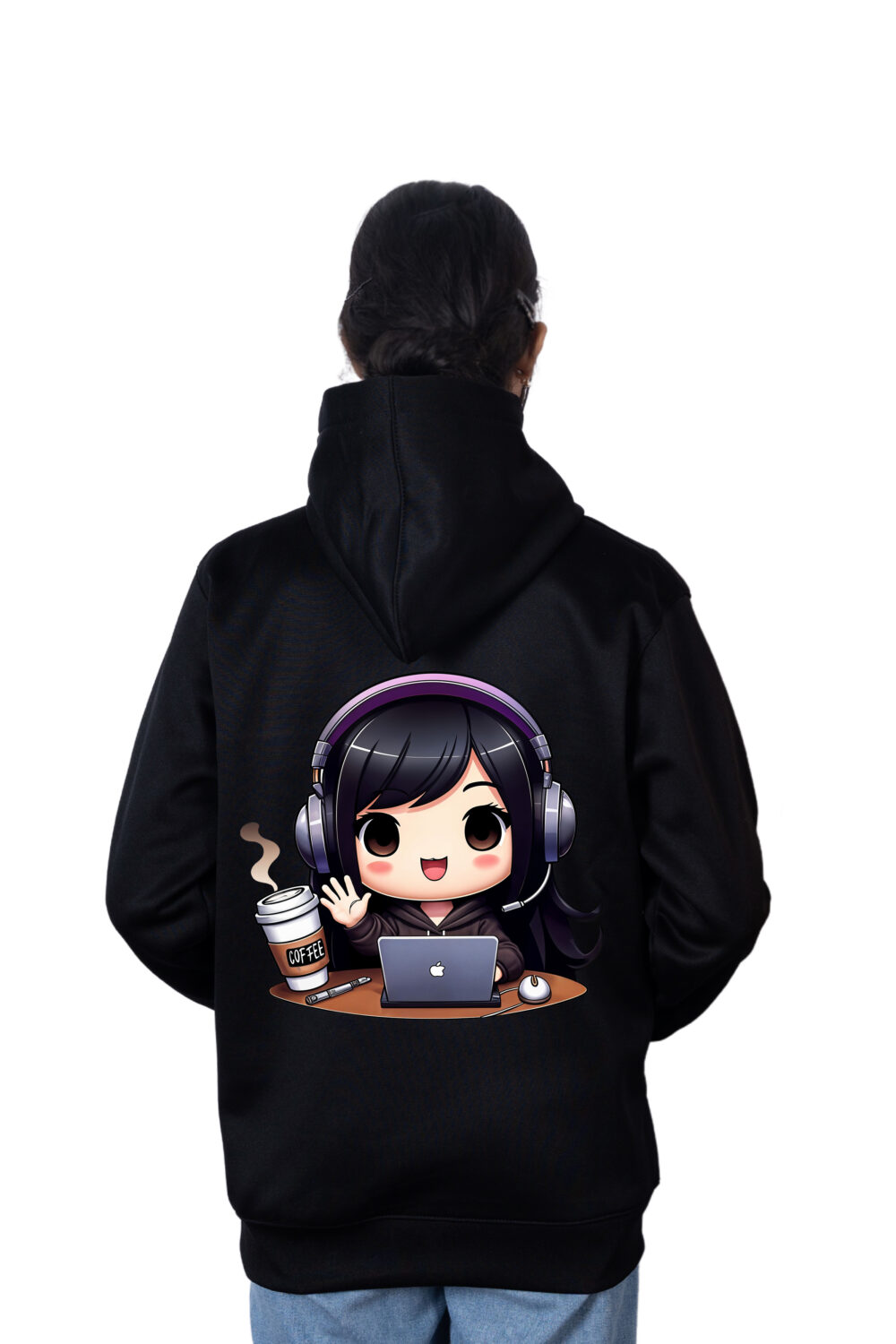 Laptop Girl Printed Hoodie - Image 4