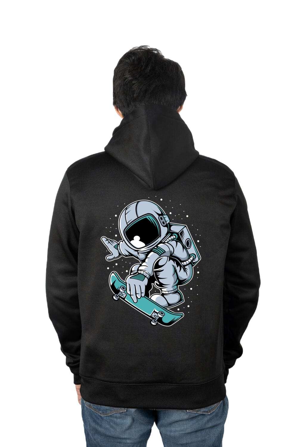 Astronout SkateBoard Jump Printed Hoodie - Image 2