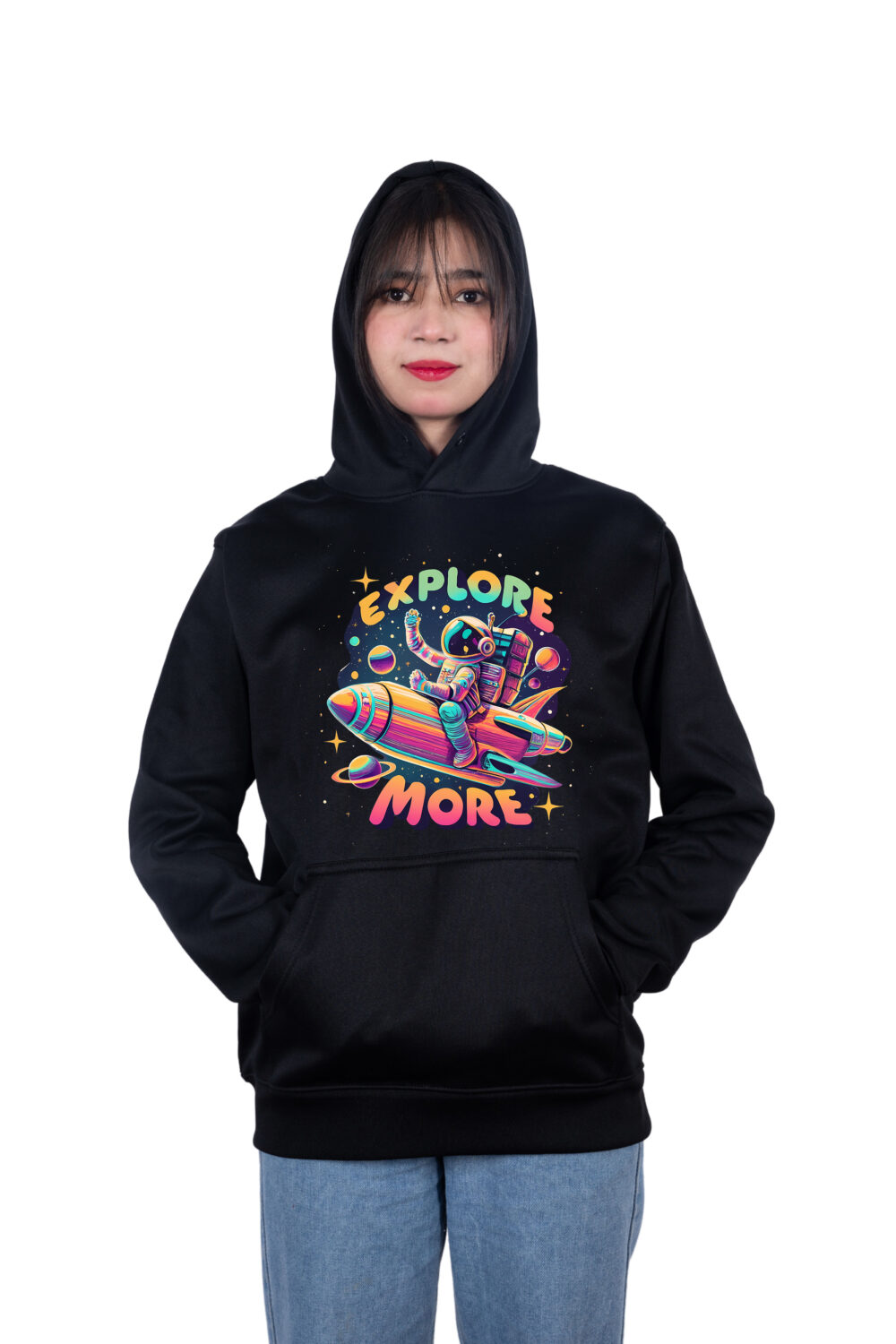 Explore More Space Printed Hoodie - Image 2