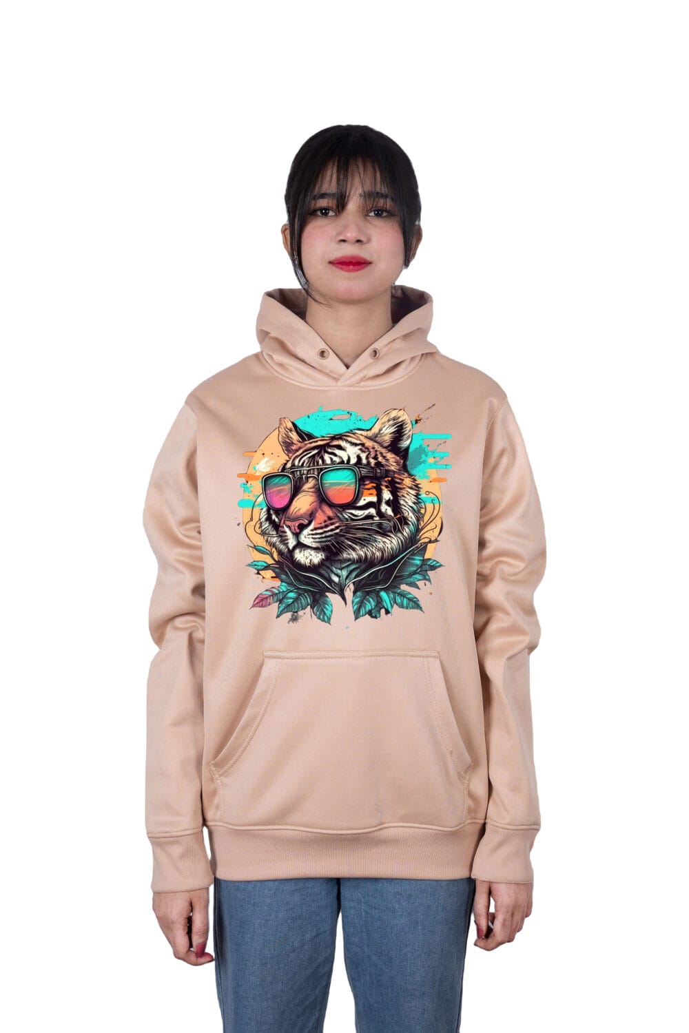 Tiger Wearing Sunglasses Printed Hoodie - Image 3
