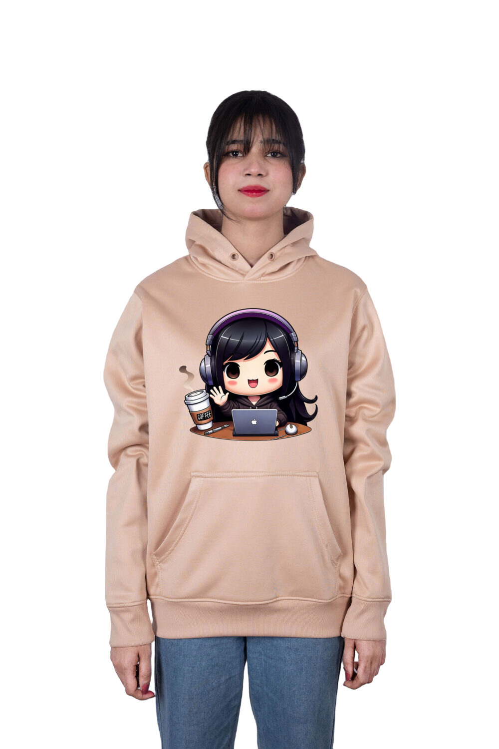 Laptop Girl Printed Hoodie