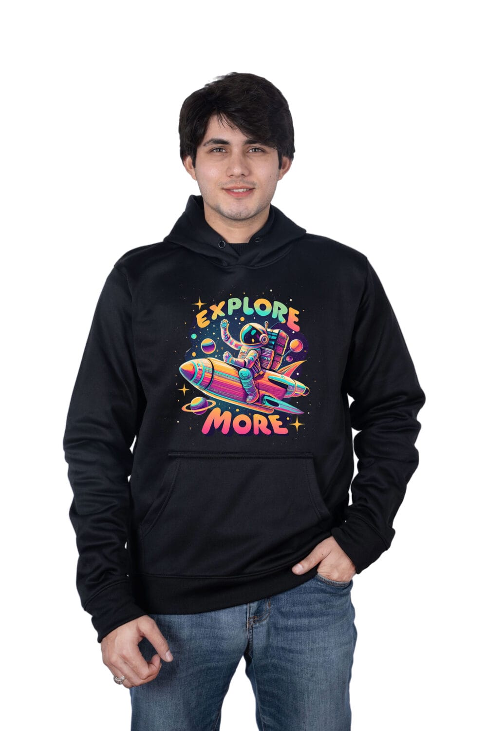 Explore-More-Space Printed Hoodie
