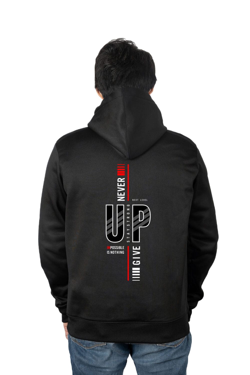 NEVER GIVE UP Typography Printed Hoodie