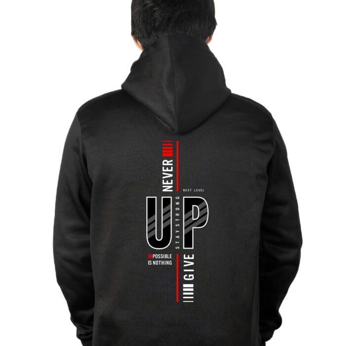 NEVER GIVE UP Typography Printed Hoodie