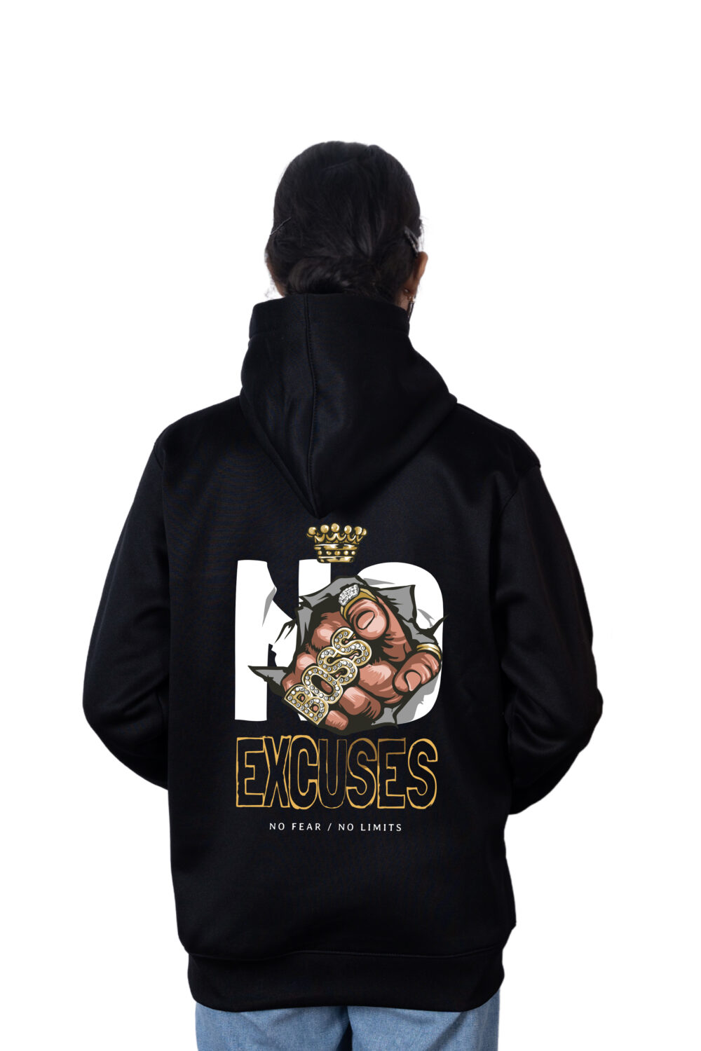 NO EXCUSES Printed Hoodie - Image 2