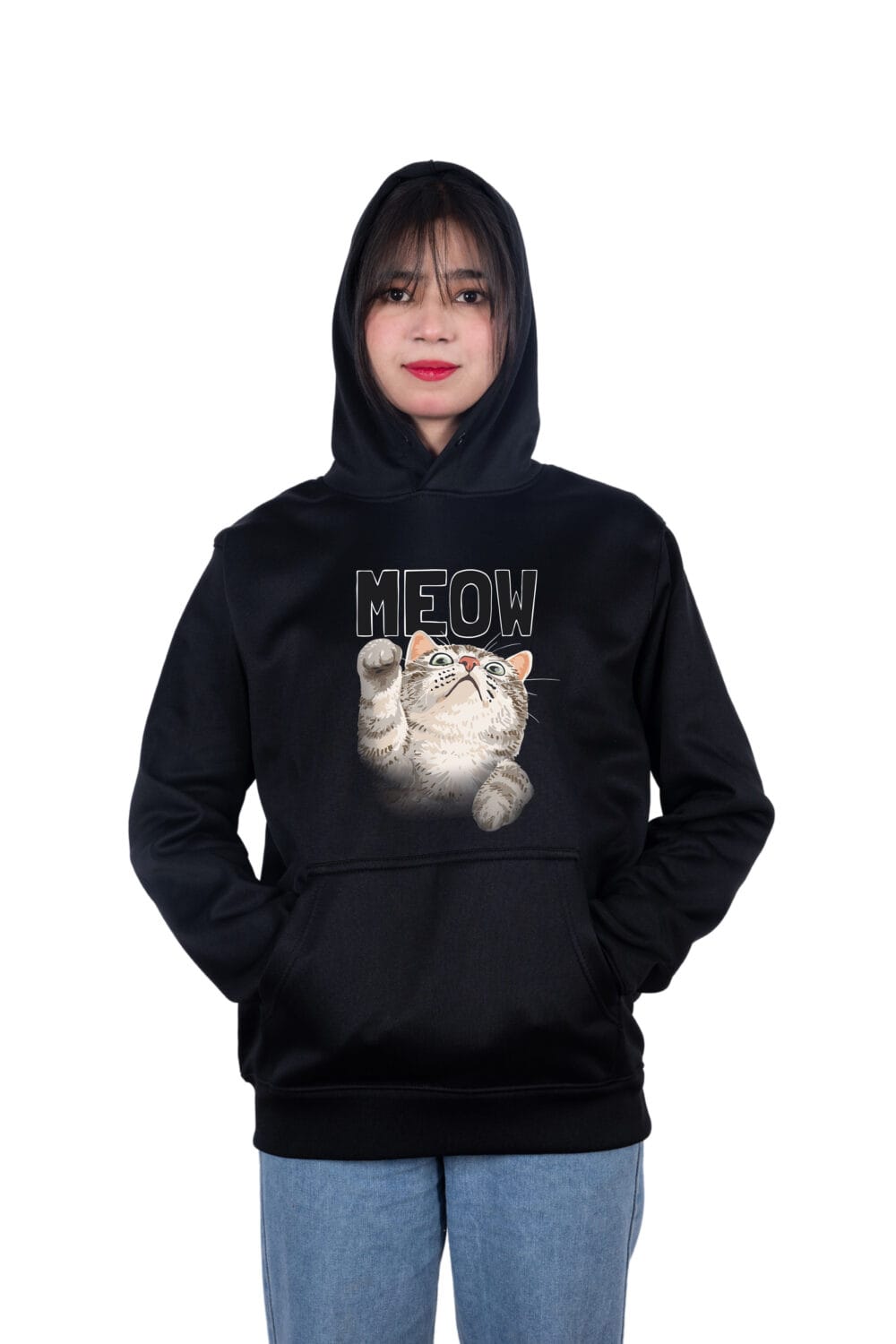 MEOW Cat Printed Hoodie