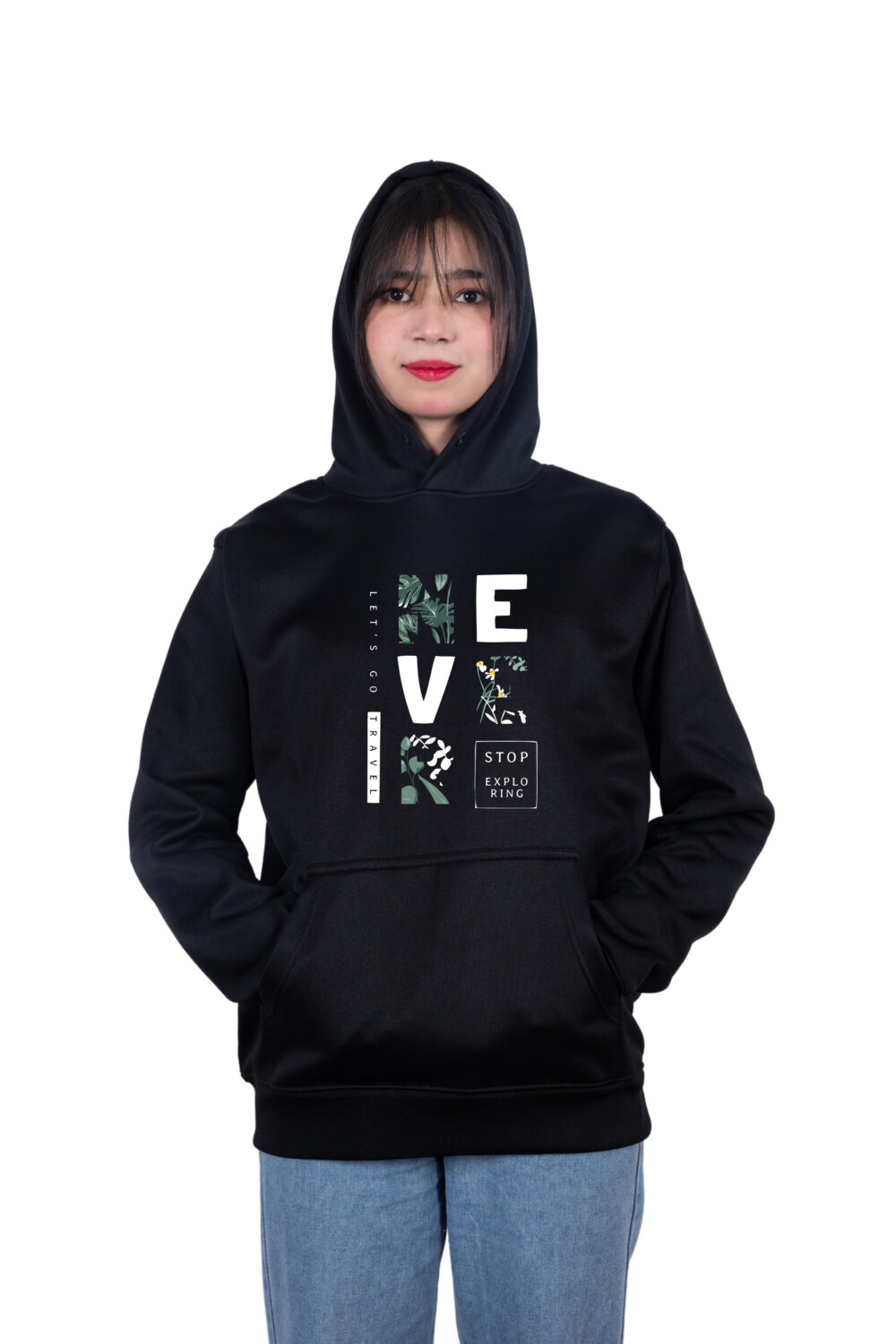 NEVER Stop Exploring Printed Hoodie