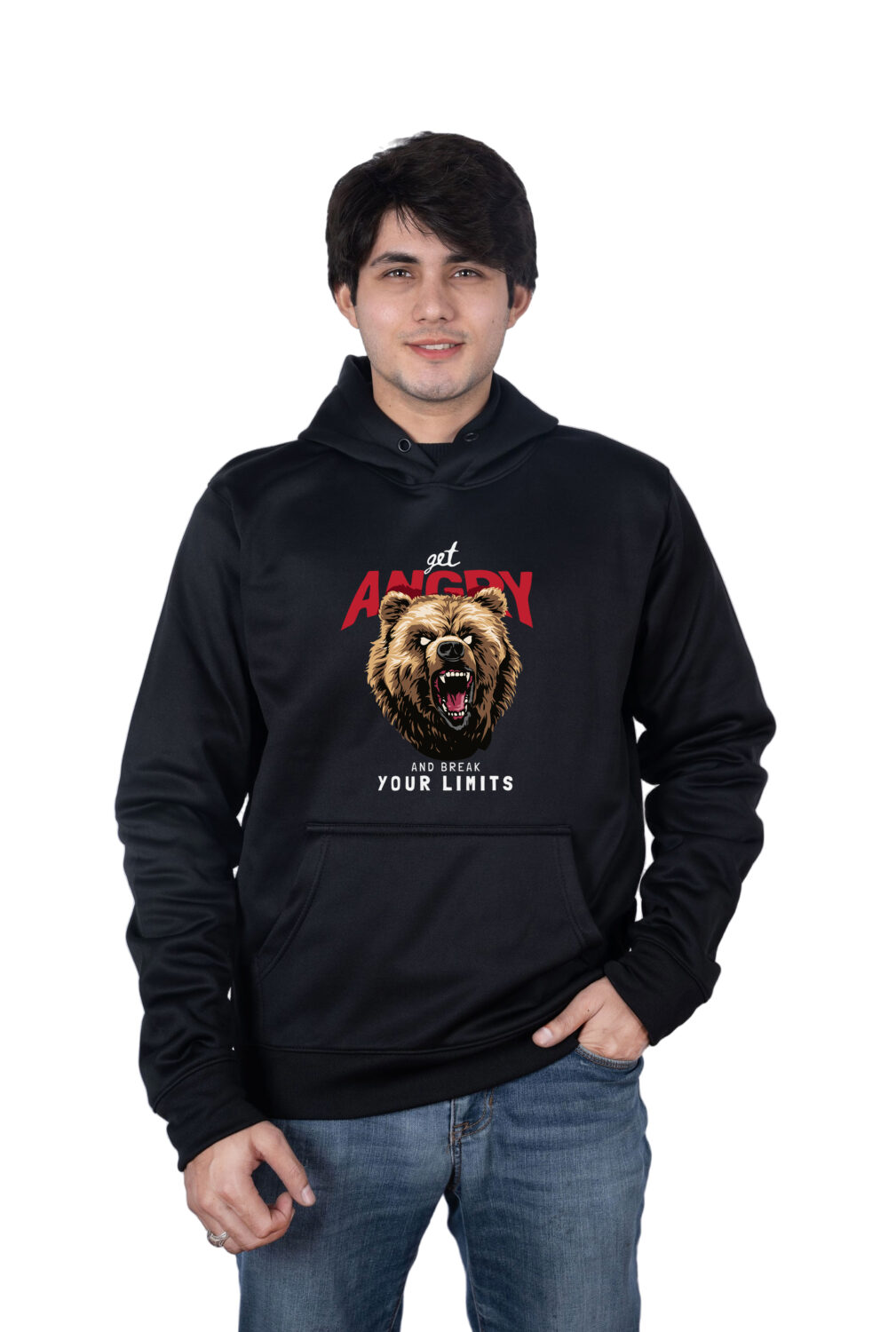 Angry Bear Printed Hoodie - Image 3