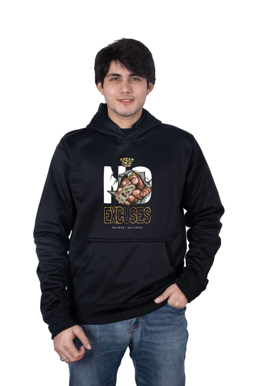 NO EXCUSES Printed Hoodie - Image 2