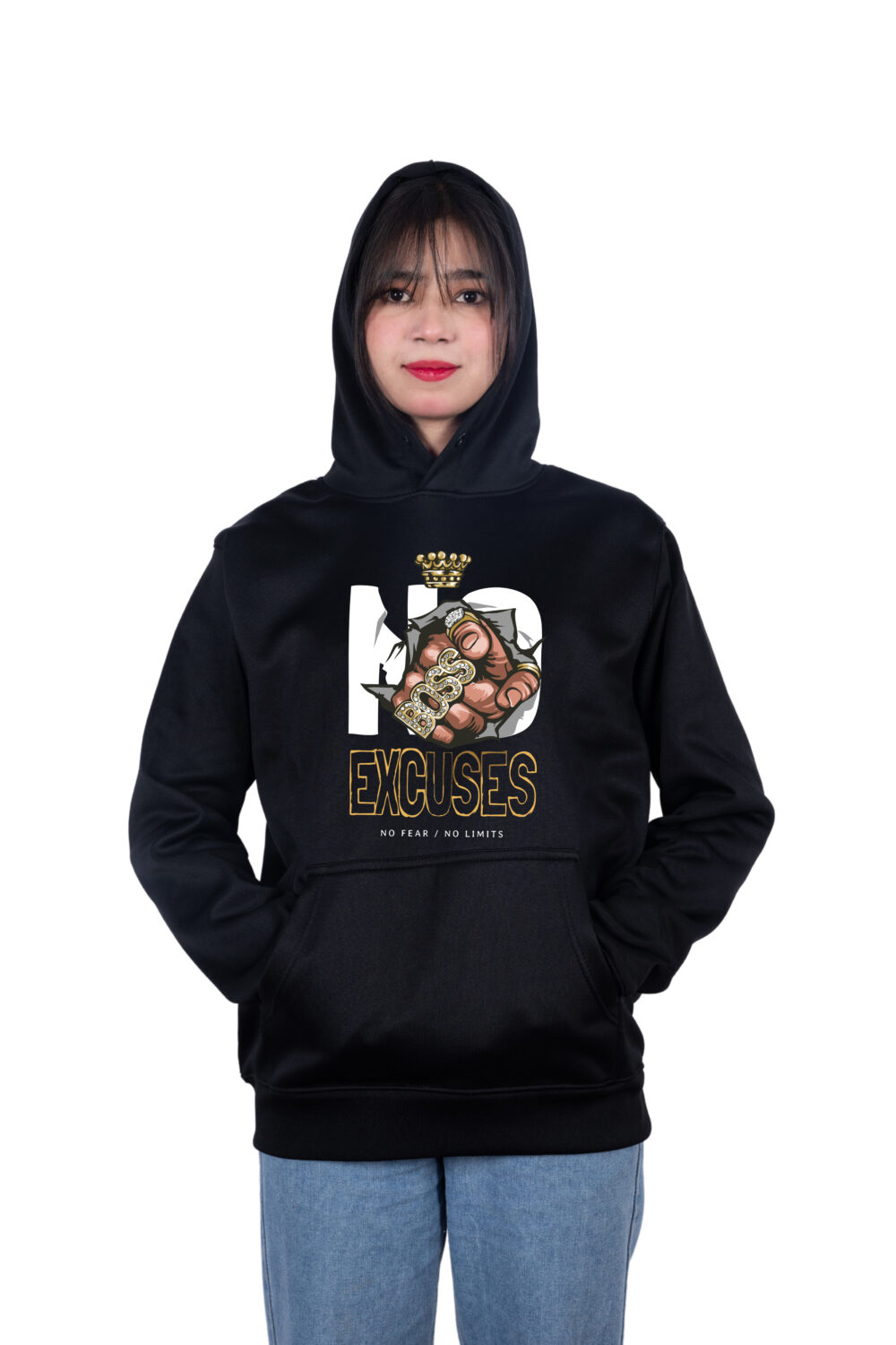 NO EXCUSES Printed Hoodie
